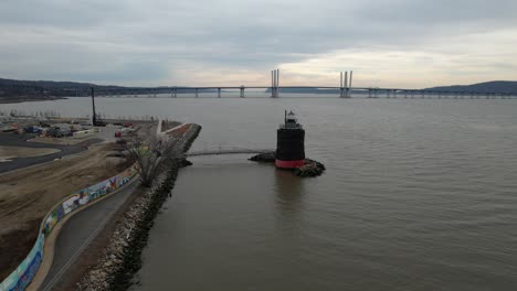 A-low-angle-view-of-the-Sleepy-Hollow-Lighthouse-taken-on-a-cloudy-day