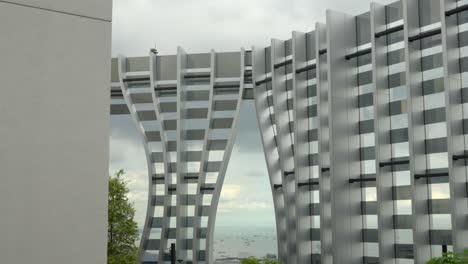 Singapur-Vista-Al-Mar-Desde-Capitaspring-Cielo-Jardín-Azotea-Paisaje-Arquitectura-Estructura-Vista-Geométrica