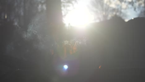 Zeitlupe-Der-Feuerstelle-Mit-Linseneffekt-Sonnenuntergang