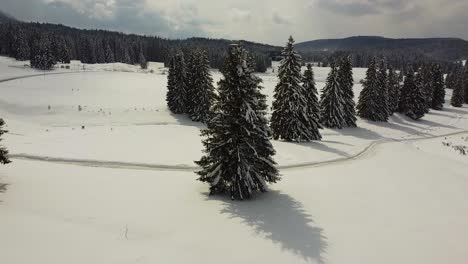 Experience-The-Beauty-Of-Poiana-Brasov,-Romania-With-A-Slow-Reveal-Of-A-Winter-Scenery-Surrounded-By-Hills-And-Mountains