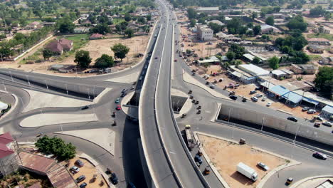 Large-highway-interchange-in-Yola-Town,-Nigeria---aerial-view
