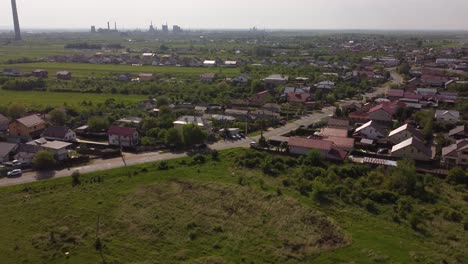 Aerial-View-Of-Small-Village-At-Spring