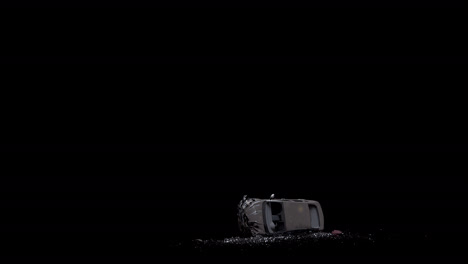 Realistischer-Schwarzer-Autounfall,-Bewegt-Sich-Von-Oben-Nach-Unten,-Isolierte-4K-Animation