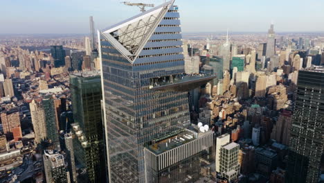 Aerial-view-around-the-Edge,-Observation-Deck-on-top-of-the-North-Tower,-in-Hudson-Yards,-NY
