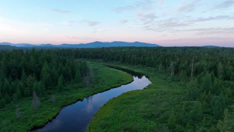 Spectacular-aerial-view-of-Lazy-Tom-Bog-during-blue-hour