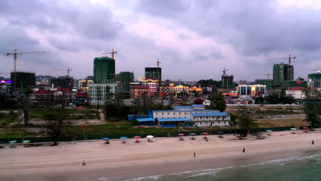 Aerial-drone-footage-showing-a-panoramic-view-of-Sihanoukville-in-Cambodia