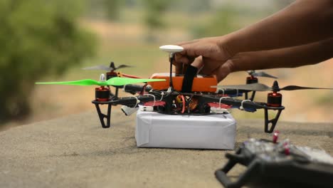 Testing-assembled-drone,-Making-ready-to-take-off-to-deliver-the-product