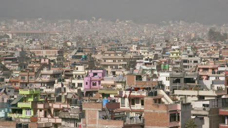 Frame-filled-with-rooftops-in-Kathmandu,-Nepal