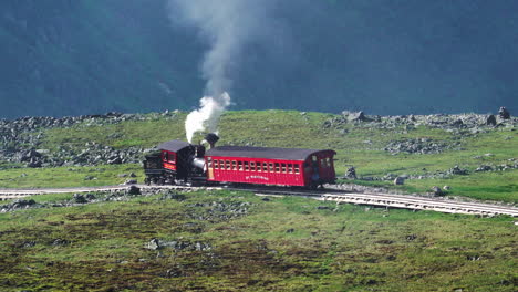 Conway,-New-Hampshire---July-4,-2019:-The-cog-railway-on-Mount-Washington-in-Conway,-New-Hampshire-on-July-4,-2019