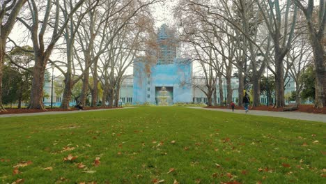 Edificio-Real-De-Exposiciones-En-Construcción-En-Melbourne,-Australia-Jardines-Carlton-De-Melbourne