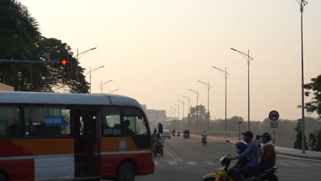 Traffic-in-Vietnam-at-sunset