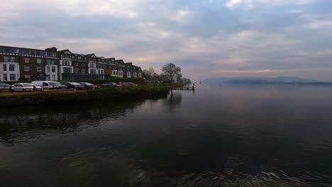 View-of-the-Cumbrian-village-of-Ambleside-shot-from-the-lake-cruise-ship-on-Lake-Windermere