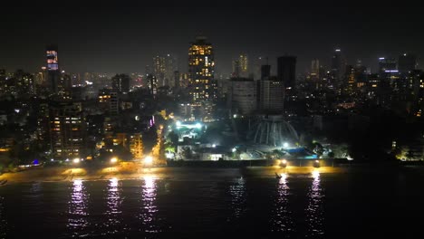 Dadar-Chow-Patty-Playa-Noche-Vista-De-Pájaro-De-Derecha-A-Izquierda-Mumbai