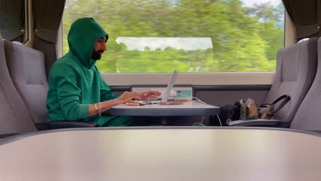 Young-Indian-Man-Working-On-Laptop-Inside-The-Train