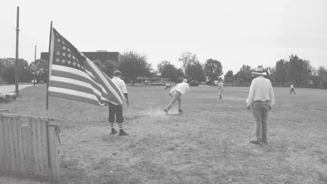 Recreación-De-Béisbol-De-La-Década-De-1860-En-Ohio-Village-En-Columbus,-Ohio