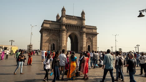 Mumbai-Puerta-De-Entrada-De-La-India-Hito,-Timelapse-Hiperlapso