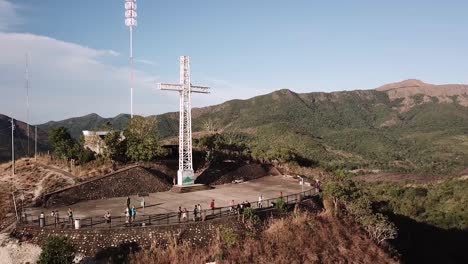An-aerial-view-of-the-catholic-cross-located-on-top-of-Mount-Tapyas-in-Coron-Philippines
