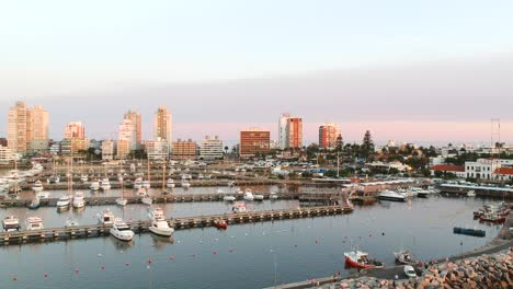 Aerial-view-of-hotels-and-marina-in-Punta-del-Este