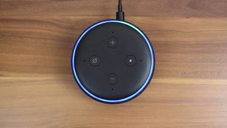 Ein-Amazon-Echo-Dot-Smart-Speaker-Mit-Integriertem-Alexa-Sprachassistenten-Wird-Gestartet