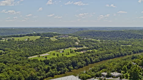 Frankfort-Kentucky-Aerial-fly-past-of-the-Capitol-Statehouse-to-reveal-the-lush-green-countryside---6k-professional-footage---August-2020