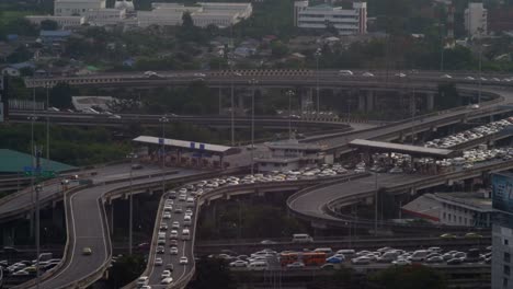 Traffic-time-lapse-in-bangkok,-from-the-top-of-a-Building