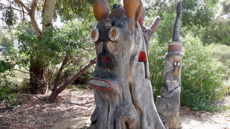 Wooded-tree-sculpture-of-a-Bunyip-creation