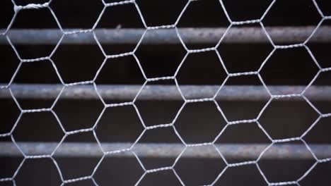 Pan-of-wire-fencing-and-metal-bars