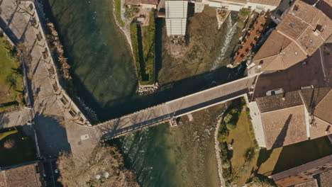 Drone-shot-over-Valeggio-sul-Mincio-bridge-Mantova-Italy