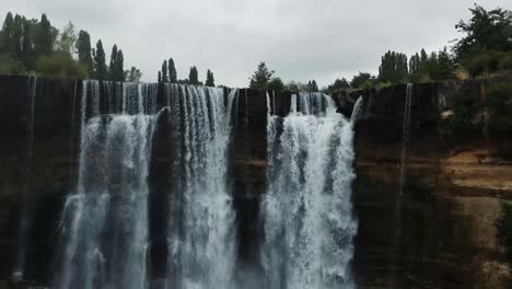 Aerial-static-shot-of-waterfall