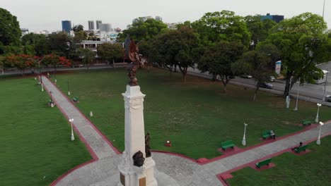 Aerial-footage-of-a-cenotaph-located-in-memorial-park-in-Port-of-Spain