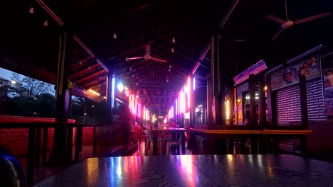 wide-angle-time-lapse-at-outdoor-food-court-in-the-evening