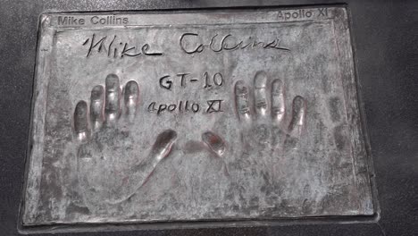 NASA-Astronaut-Michael-Collins'-handprint-and-signature-at-Space-View-Park-Monument