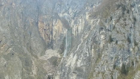 Aerial-view-of-Boka-Waterfall-in-Triglav-National-Park,-Julian-Alps