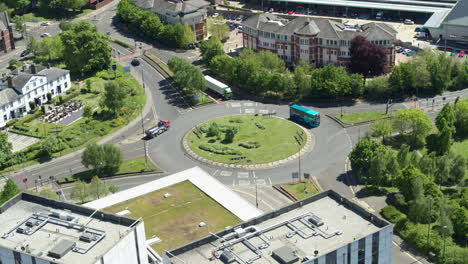 Aerial-view-of-traffic-flowing-on-the-A229-Royal-Engineers-road--Fairmeadow-roundabout-in-Maidstone,-Kent,-UK