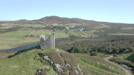 An-aerial-view-of-Castle-Bharriich-near-Tongue-in-the-Scottish-Highlands-on-a-summer's-day
