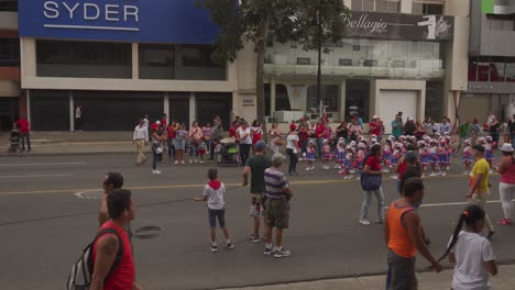 Small-Children-Dressed-as-Cheerleaders-March-During-Costa-Rican-Independence-Day-Parade