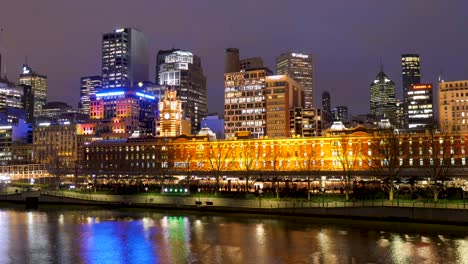 Melbourne-Cbd-Skyline-Nächtlicher-Zeitraffer