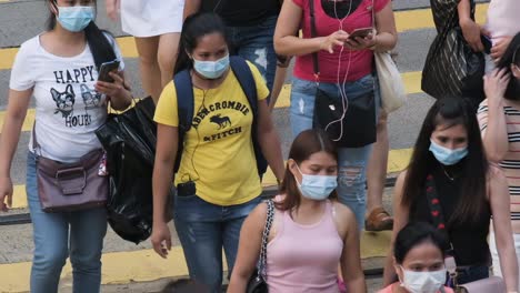 Hong-Kong---June-29,-2020:-Slow-motion-of-crowd-people-wearing-medical-face-masks-in-Hong-Kong