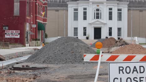 Road-reconstruction-efforts-downtown-Pine-Bluff,-Arkansas