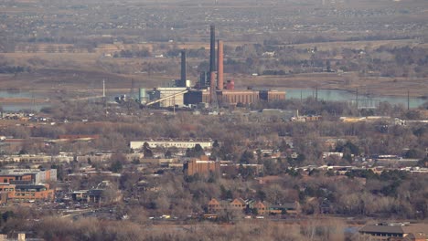 Aerial-view-of-power-plant-in-Boulder,-Colorado