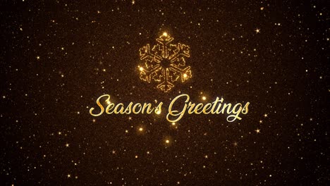Beautiful-Seasonal-animated-motion-graphic-of-an-intricate-snowflake-depicted-in-glittering-particles-on-a-starry-background,-with-the-seasonal-message-�Season�s-Greetings�-appearing
