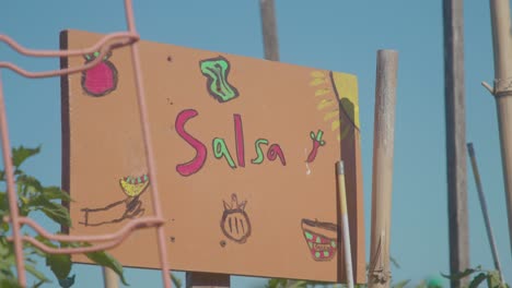 Lustiges-Selbstgemachtes-Salsa-Gartenschild-Von-Kindern