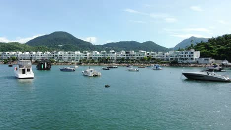 Aerial-view-of-Hong-typhoon-shelter-with-small-private-boats-anchored