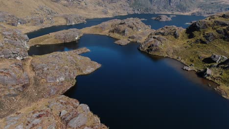 4k-aerial-drone-footage-over-the-5th-lagoon-of-Pichgacocha-from-Ambo,-Huanuco,-Peru-in-the-Andes-mountains