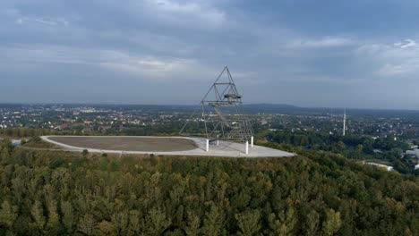 Aerial-side-view-of-Tetraeder,-with-Bottrop-in-the-background