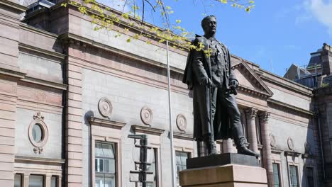 A-close-up-of-General-Gordon-of-Khartoum's-statue-on-a-sunny-spring-morning