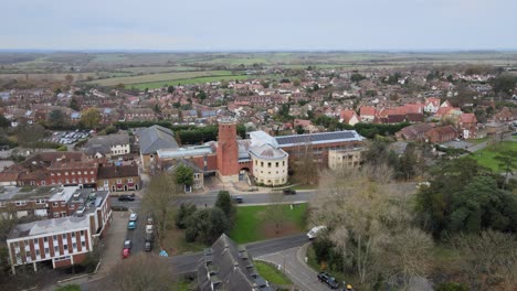 Oficinas-Del-Consejo-Del-Distrito-De-La-Ciudad-De-Epping-Imágenes-Aéreas-De-Essex-En-4k