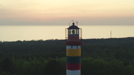 Drone-footage-of-Lighthouse-in-Nida,-Lithuania,-Europe