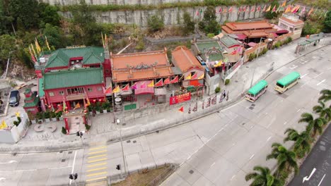 Lung-Mo-temple-in-Hong-Kong,-Aerial-view