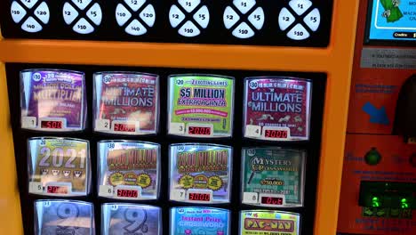 Buttons-on-scratcher-lottery-machine-tilt-shot